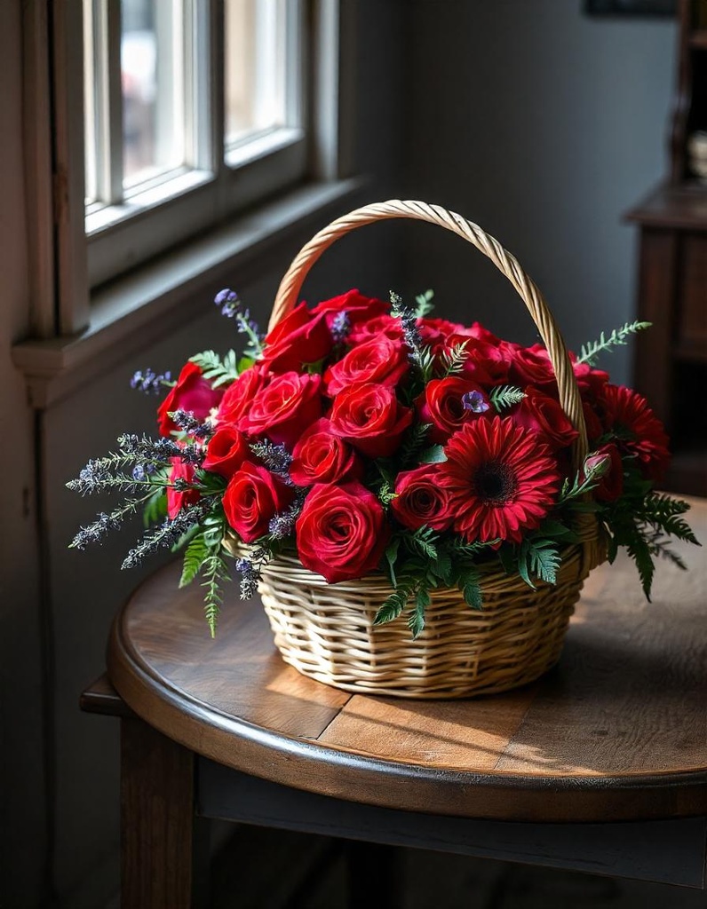 Crimson Elegance Basket