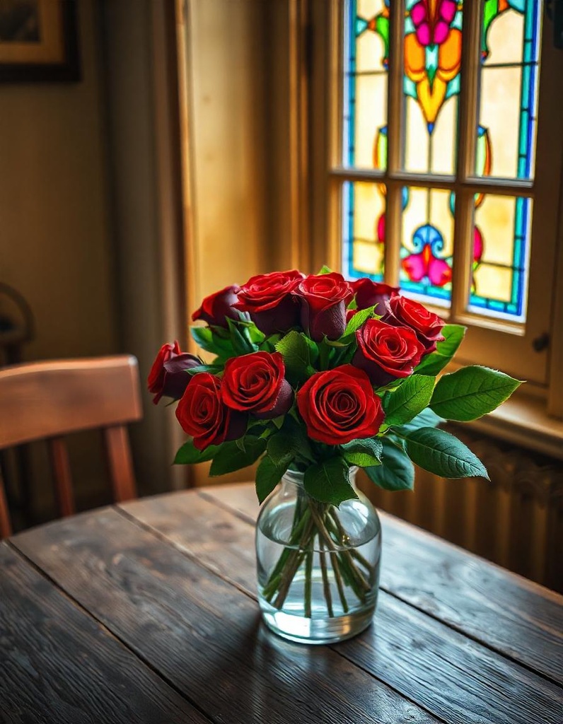 12 Red Roses in a Keepsake Vase