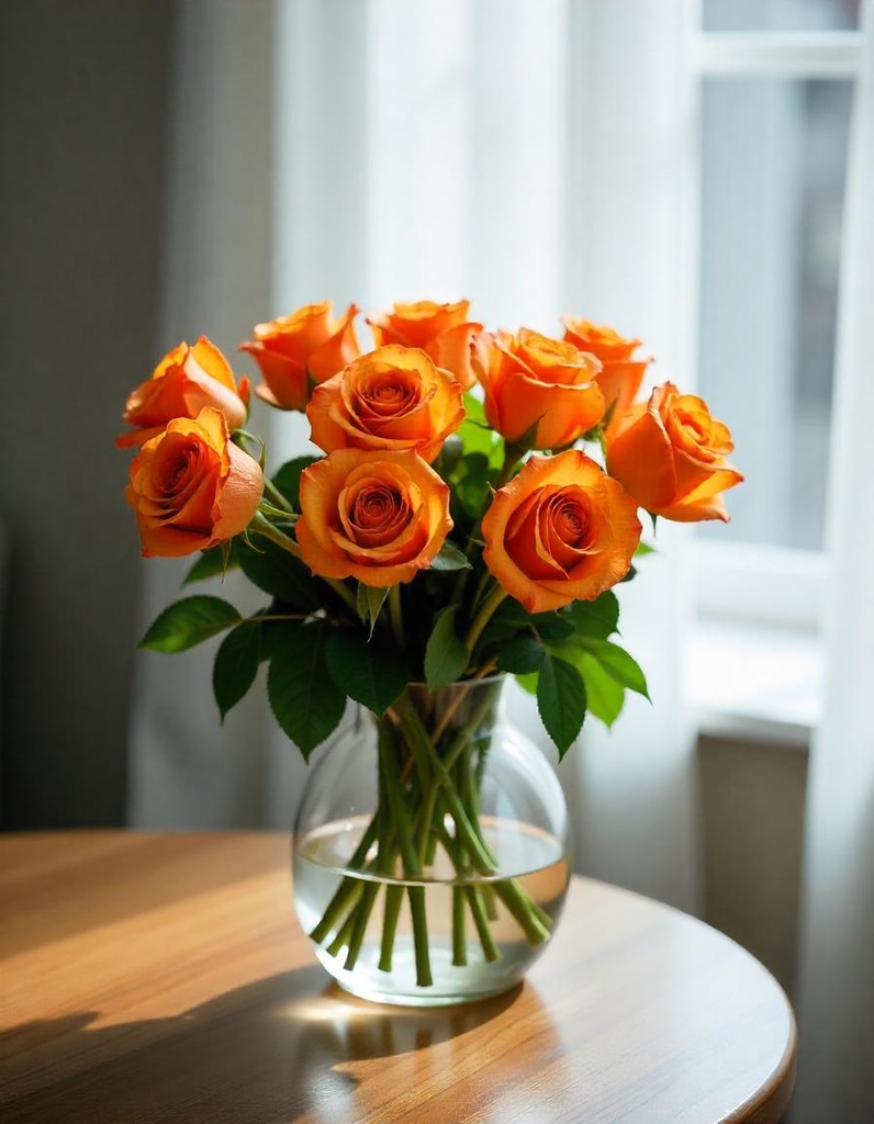 Bright Elegance – Bunch of 10 Long-Stemmed Orange Roses 🧡✨