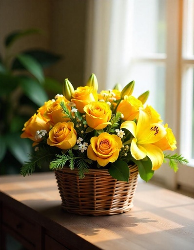 [B-15-YR-YLILLY-8] Golden Radiance Basket