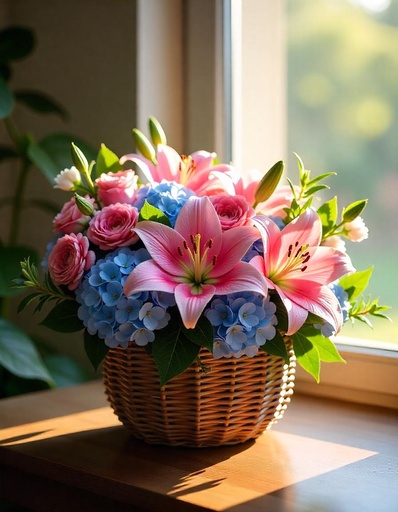 [B-20-PC-LILLY-8] Blush Bloom Basket