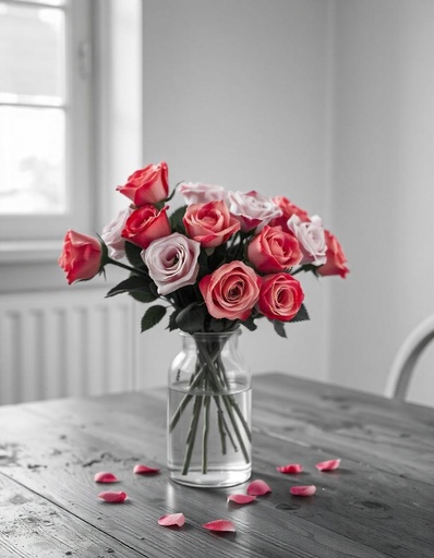 [IF-N12PR-VASE-8] 12 Pink Roses in a Vase