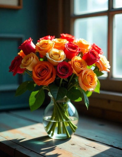 [IF-N-12-RYOP-R-8] Round Bouquet of Assorted Dutch Roses