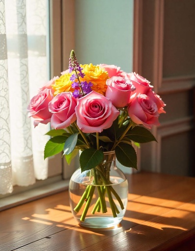 [IF-N15PR-VASE-8] 15 Pink Roses in a Vase