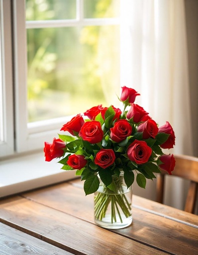 [N-12-RR-VASE-8] Soft as Silk: A Timeless Rose Arrangement
