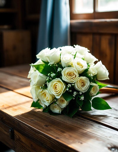[N-15-W-R-8] Bunch of 15 White Roses