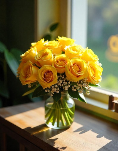 [N-18-Y-R-8] A Radiant Glow: Bunch of 18 Yellow Roses