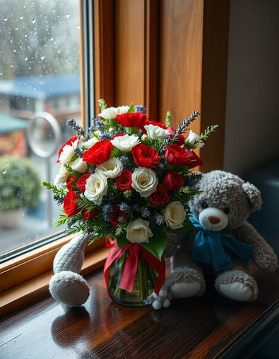 [N-20-RW-C-TEDDY-8] Charming Carnation Surprise