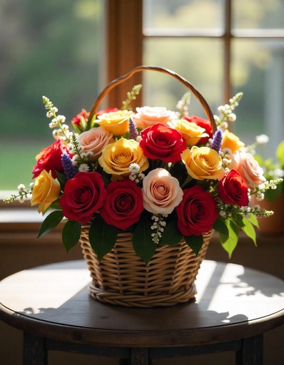[PN-B-25-RYP-R-8] Basket of 25 Assorted Roses
