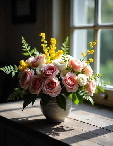 [PN-N-10RW-R-8] Blush Elegance – Bunch of 10 Pink & White Roses
