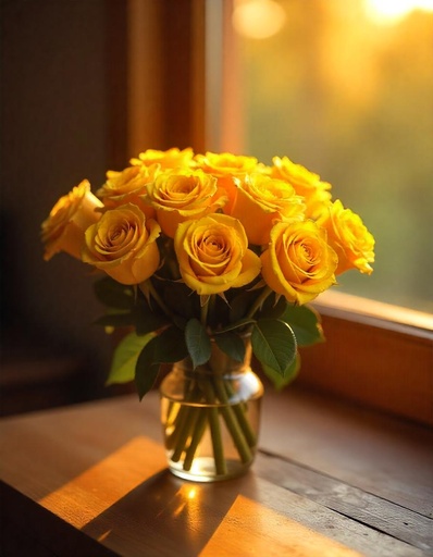 [PN-N-12-Y-R-8] Rustic Charm – Round Bouquet of 12 Yellow Roses