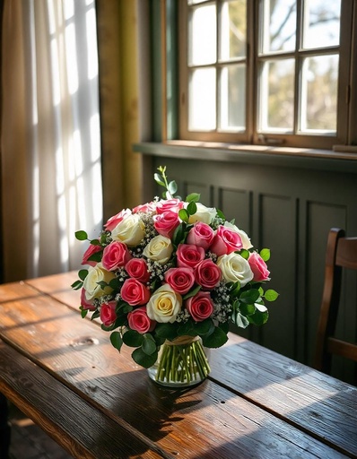 [PN-N-30-WP-R-8] Graceful Harmony – 30 White & Pink Roses